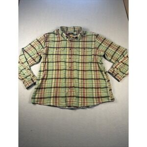 Orvis Flannel Shirt Mens 2XL Green Plaid Long Sleeve Button Up Active Fit Casual